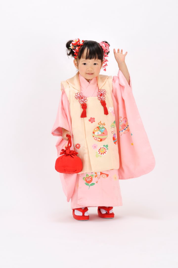七五三　御祝い着 レンタル】七五三 7歳 女の子 シュセット 着物 日本製 作り帯