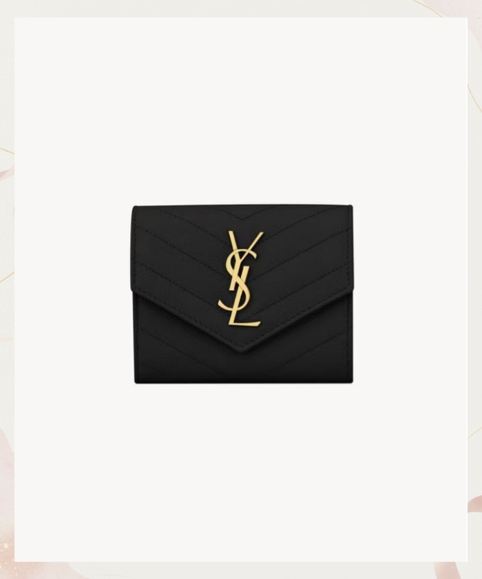 「サンローラン」 モノグラム コンパクト スリーフォールド ウォレット