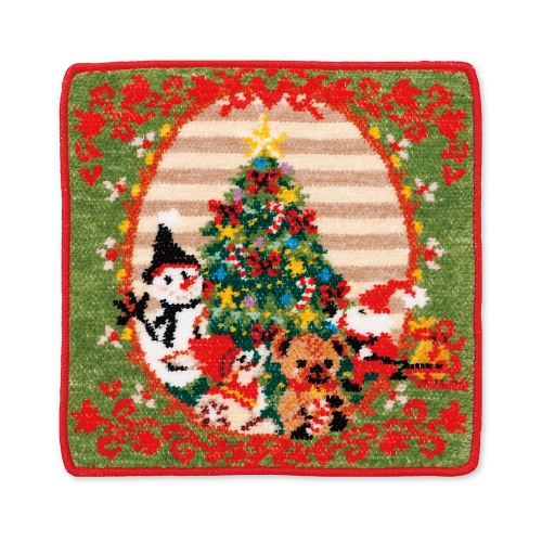 アロママ　ハンカチ　Xmas　冬パネル柄　19枚 ホットマン」2026年クリスマスデザインシェニール織りハンカチご予約