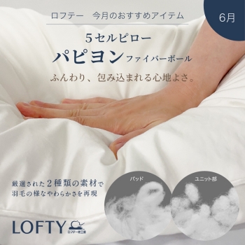 ロフテー枕工房【 6月のおすすめ 】『 5セルピロー パピヨン 』ご紹介